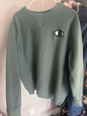 Champion Men's Crewneck Sweatshirt in Forest Green with Embroidered Logo